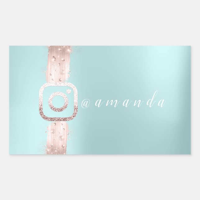 Sticker Rectangulaire Logo de maquillage simple et moderne Aqua Instagra (Devant)