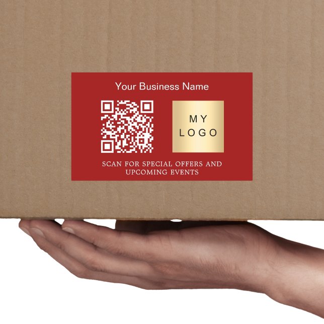 Sticker Rectangulaire logo de nom d'entreprise code qr rouge (Créateur téléchargé)