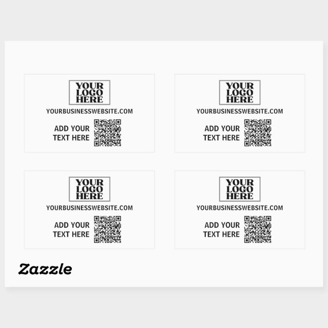 Sticker Rectangulaire Logo d'entreprise et code QR (Feuille)