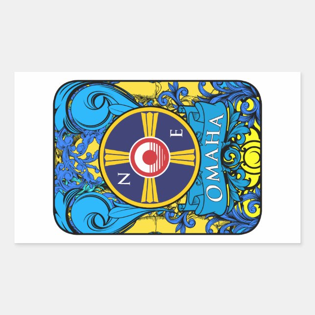 STICKER RECTANGULAIRE LOGO D'OMAHA NEBRASKA (Devant)