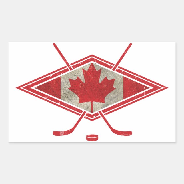 Sticker Rectangulaire Logo du drapeau canadien de hockey (Devant)