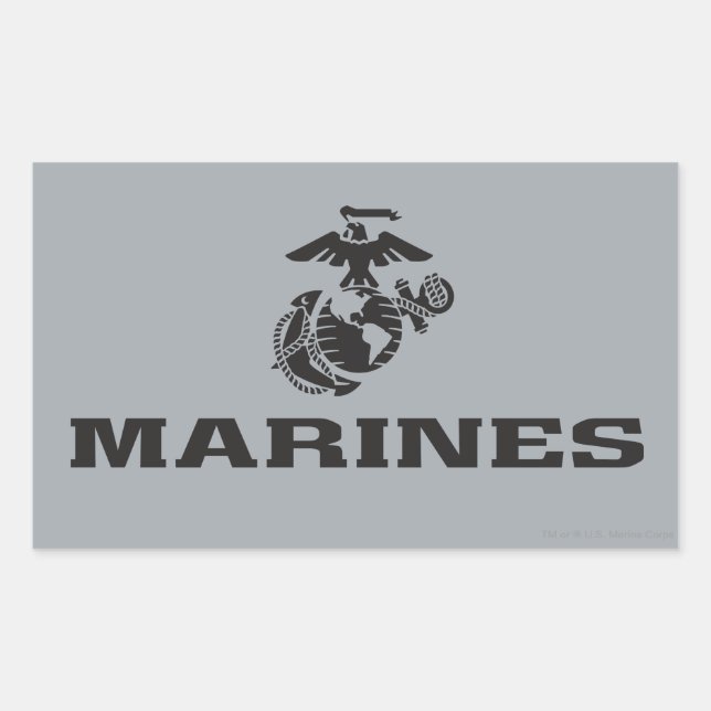 Sticker Rectangulaire Logo en noir empilé USMC (Devant)