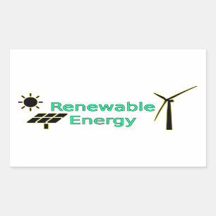 Sticker Rectangulaire Logo Énergie renouvelable Panneaux solaires Turbin