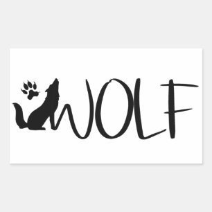 Sticker Rectangulaire Logo graphique Wolf Text