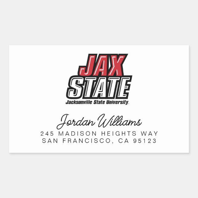 Sticker Rectangulaire Logo JAX STATE de la Jacksonville State University (Devant)