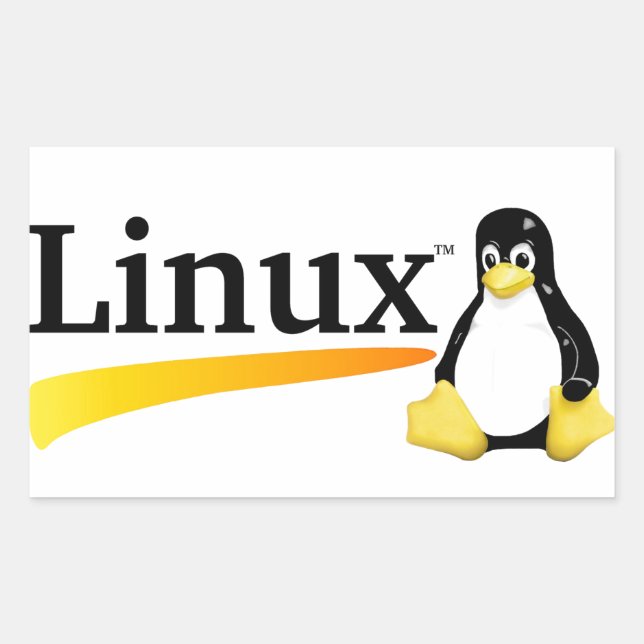 Sticker Rectangulaire Logo Linux avec produits Tux (Devant)