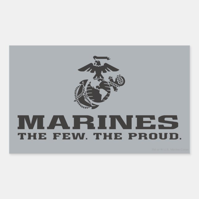 Sticker Rectangulaire Logo noir empilé USMC "The Rew, The Fiers" (Devant)