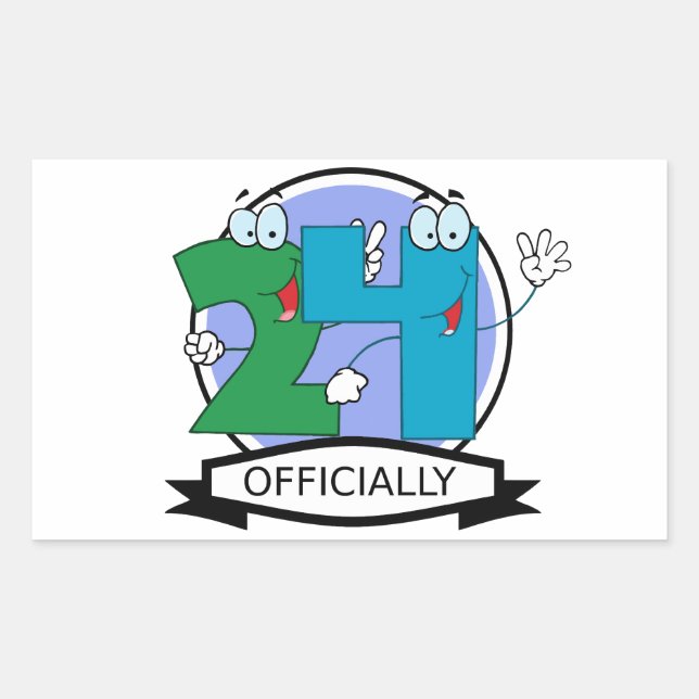 Sticker Rectangulaire Logo Officiellement 24 Anniversaire (Devant)