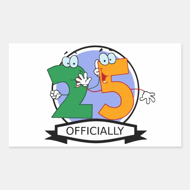 Sticker Rectangulaire Logo Officiellement 25 Anniversaire (Devant)