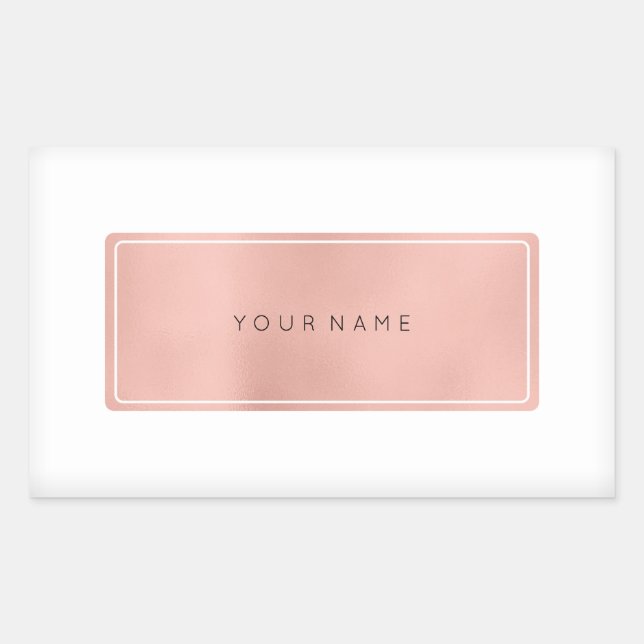 Sticker Rectangulaire Logo rectangulaire métallique en poudre or rose (Devant)