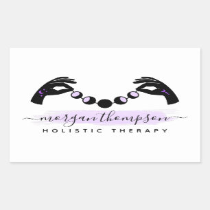 Sticker Rectangulaire Logo Reiki de Massage minimaliste des mains et de 