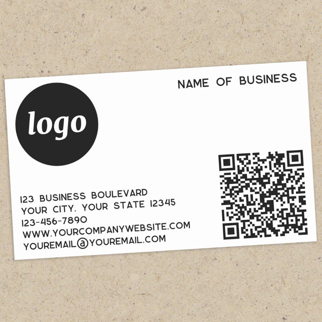Sticker Rectangulaire Logo simple et code QR (Logo QR code with custom text business promotional sticker)