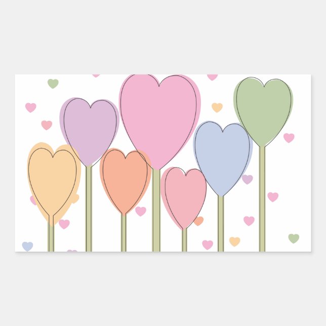 Sticker Rectangulaire Lollipops de coeur lunaire (Devant)
