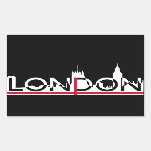 Sticker Rectangulaire London silhouette and English flag