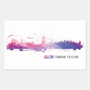 Sticker Rectangulaire Londres Angleterre Skyline Splash