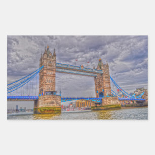 Sticker Rectangulaire Londres, Angleterre Tower Bridge & Thames River