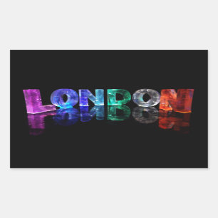 Sticker Rectangulaire Londres nommée dans 3D s'allume (la photographie)