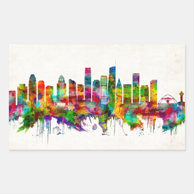 Sticker Rectangulaire Los Angeles California Skyline (Devant)