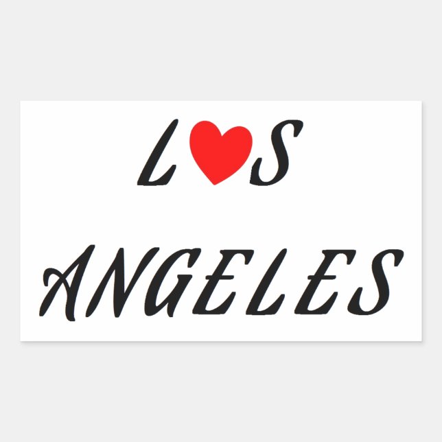 Sticker Rectangulaire Los Angeles coeur rouge (Devant)