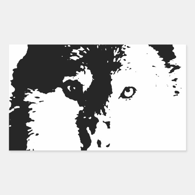 Sticker Rectangulaire Loup d'art pop (Devant)