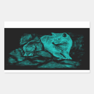Sticker Rectangulaire Loup et corbeau dans la nuit