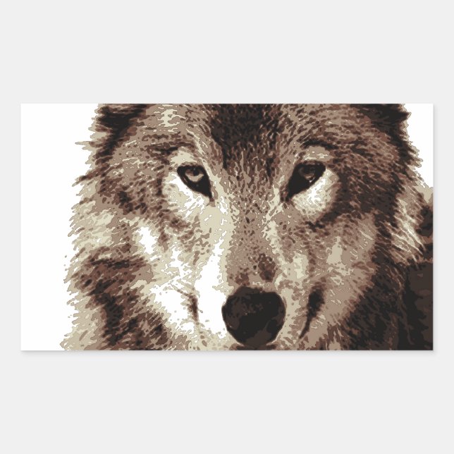 Sticker Rectangulaire Loup gris (Devant)