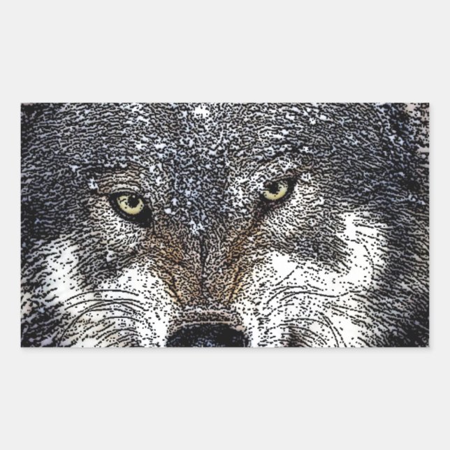 Sticker Rectangulaire Loup sauvage (Devant)