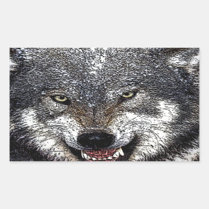 Sticker Rectangulaire Loup sauvage