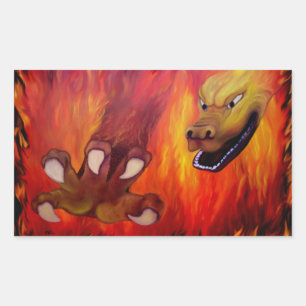 Sticker Rectangulaire Louvre rouge dragon