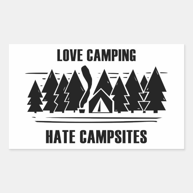 Sticker Rectangulaire Love Camping, Campings Hate (Devant)