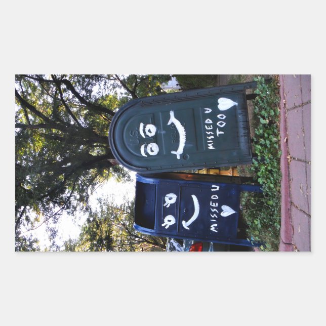 Sticker Rectangulaire love mailboxes : vous m'avez manqué (Devant)