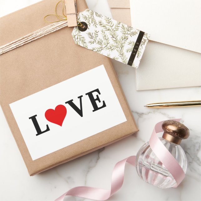 Sticker Rectangulaire LOVE Minimaliste Élégant (Cadeaux)