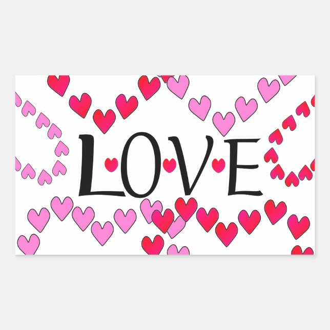 Sticker Rectangulaire LOVE ROUGE ROSE DE Tiny Hearts (Devant)