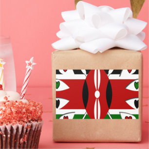 Sticker Rectangulaire Lovely Hearts Kenya : Drapeau Art Motif