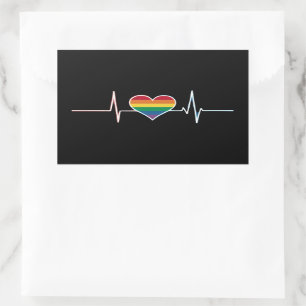 Sticker Rectangulaire Lovely LGBT Gay pride Heartbeat Lesbian Gays Love