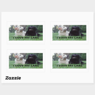 Sticker Rectangulaire LR I Love My Labs avec photo