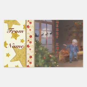 Sticker Rectangulaire Luges de Noël