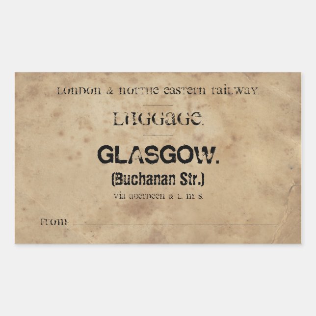 Sticker Rectangulaire Luggage Glasgow (To customize) (Devant)