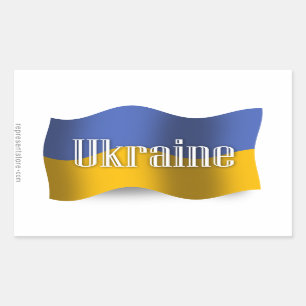 Sticker Rectangulaire L'Ukraine brandissant son drapeau