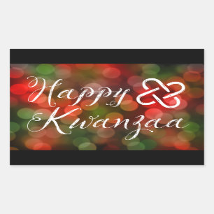 Sticker Rectangulaire Lumières heureuses de Kwanzaa Bokeh Umoja