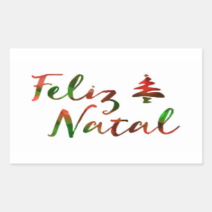 Sticker Rectangulaire Lumières natales d'arbre de bokeh de Feliz