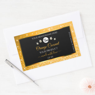 Sticker Rectangulaire Lumineuse Parties scintillant orange Noir Produit 