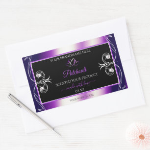 Sticker Rectangulaire Lumineuse violet cadre noir produit bijoux Étiquet