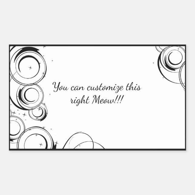 Sticker Rectangulaire Lune de chat cosmique et étoiles (Devant)