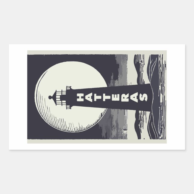 Sticker Rectangulaire Lune du phare de Cape Hatteras en Caroline du Nord (Devant)