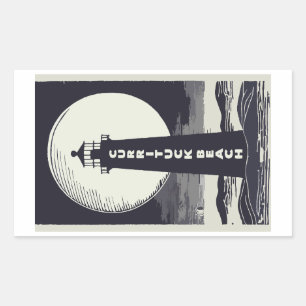 Sticker Rectangulaire Lune du phare de Currituck Beach