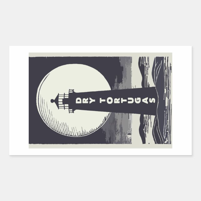 Sticker Rectangulaire Lune du phare de Floride de Dry Tortugas (Devant)
