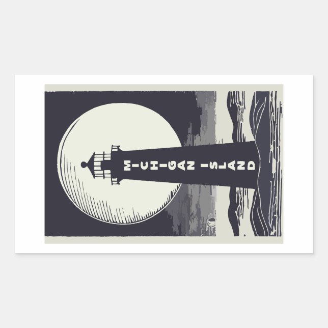 Sticker Rectangulaire Lune phare de Michigan Island (Devant)