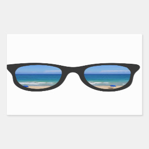 Sticker Rectangulaire Lunettes de soleil de plage