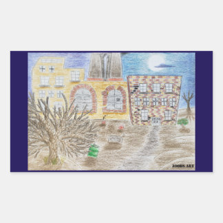 Sticker Rectangulaire L'usine cassée de machines condamnées